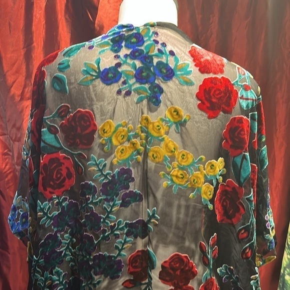 Nylon viscose rose, patterned kimono see-through - Picture 5 of 10